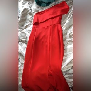 Red asymmetrical formal maxi dress